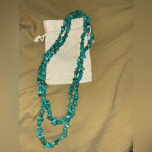 Genuine Turquoise Chip Bead Necklace - Women Jewelry